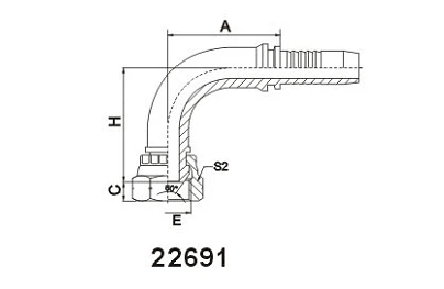 22691 90° BSP Female 60° Cone Hose Fitting