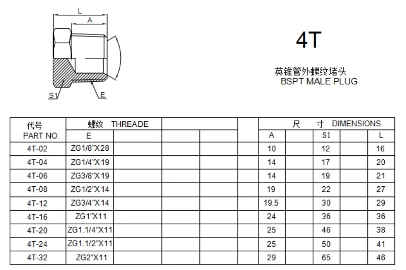 4T BSPT Male Plug