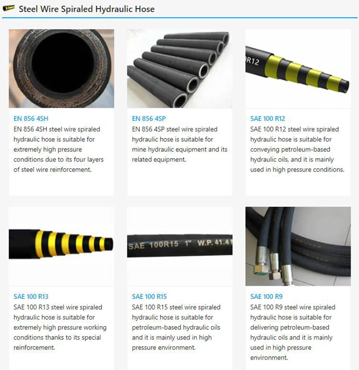 steel wire spiraled hydraulic hose